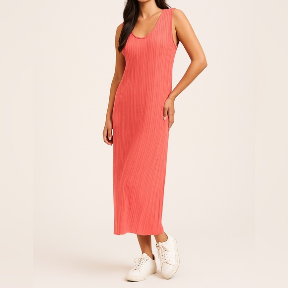 ANDREE BY UNIT Dresses & Skirts - Andree By Unit Pink Ribbed Sleeveless Midi Dress Women’s Size Small